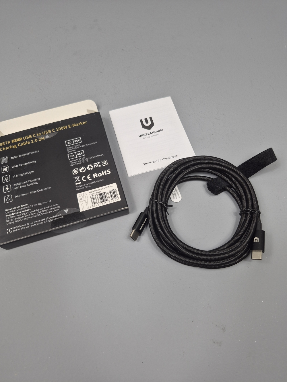 Unbreakable USB C to USB C Cable 100W Fast Charging E-Marker 2M Braided